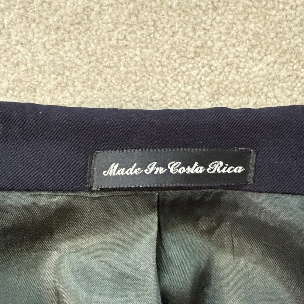 Pierre Cardin Navy Blue Bronze Horse Double Breasted Wool Blazer Jacket 42XL